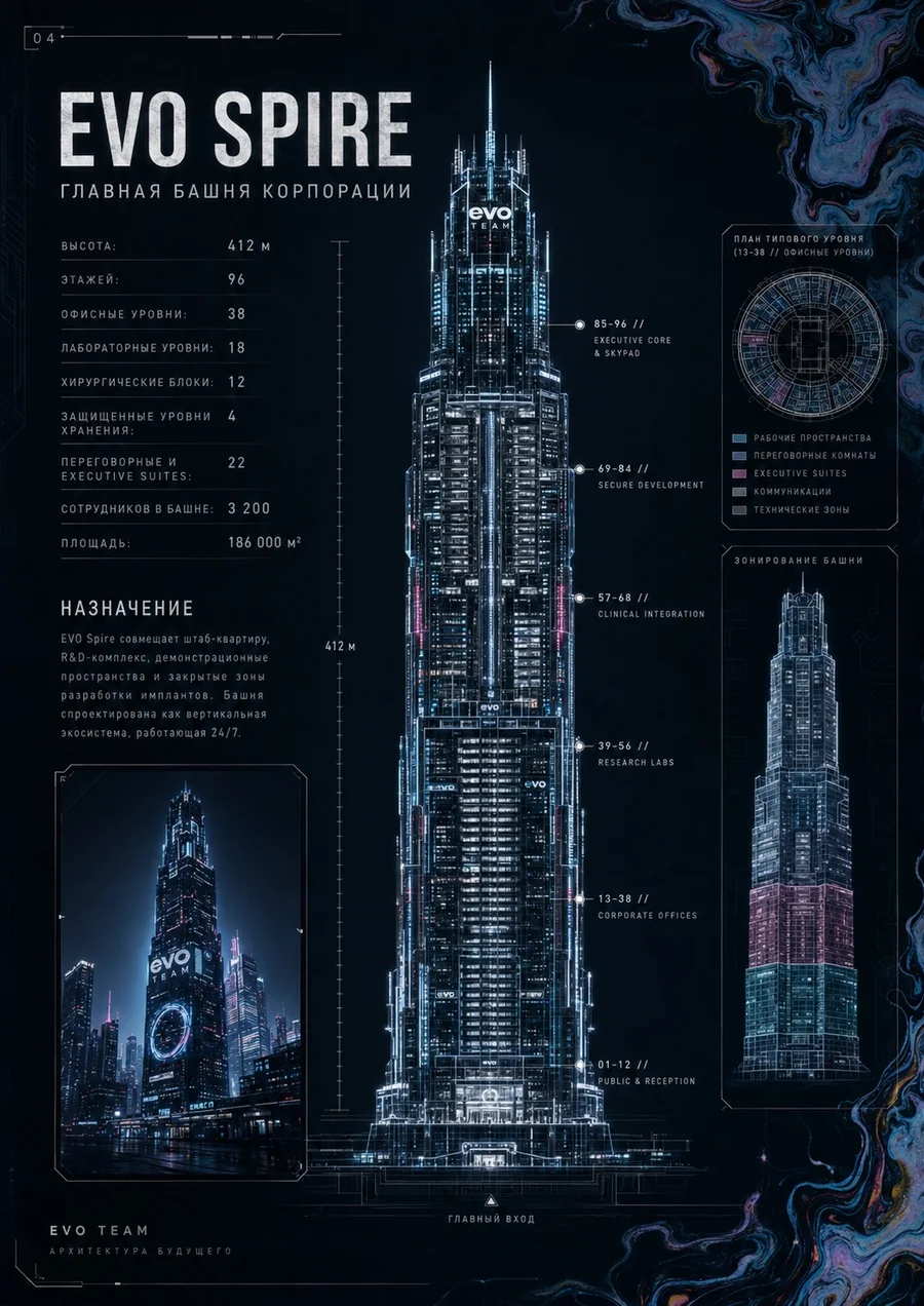EVO Spire — штаб-квартира корпорации высотой 412 метров